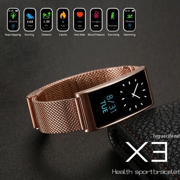 

x3 smart bracelet wristbands sport bluetooth color screen band support waterproof ip68 heart rate pedometer fitness message reminder tracker