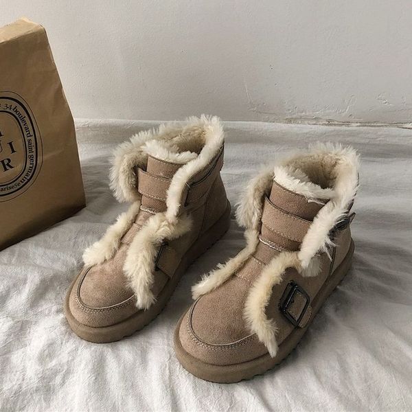 

snow boots 2020 new winter women plush warm short boots fashion buckle student comfortable non-slip cotton boots cotton shoes, Black