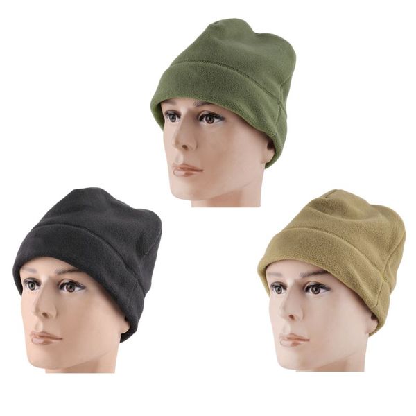 

outdoor fleece hat winter camping hiking caps warm windproof fishing cycling cap, Black