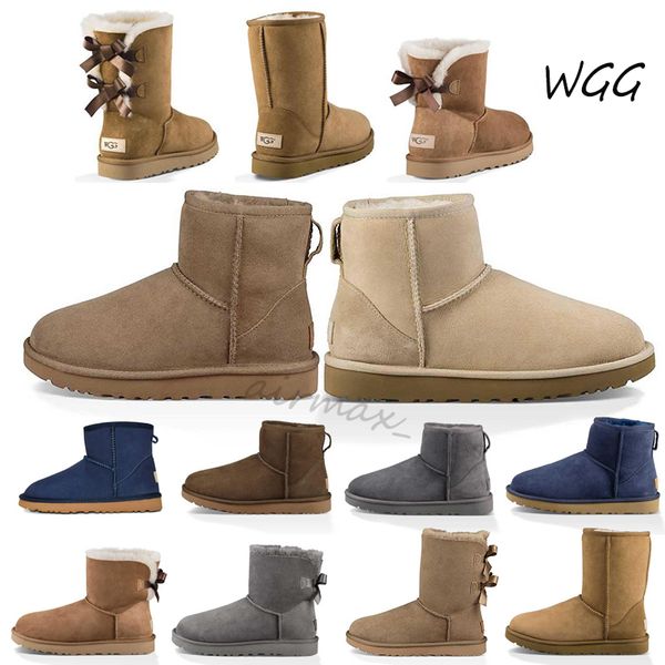 

2020 women snow boots winter snow australia classic short bow ankle knee black red brown womens boot keep warm size 36-41