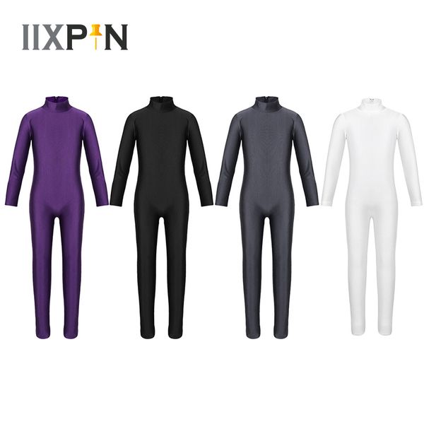 

iixpin kids ballet leotards for girls bodysuit long sleeves zippered ballet dance gymnastics leotard jumpsuit unitard balletsuit, Black;red