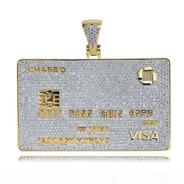 

2019 europe and america visa vip card shape personality hip hop necklace with zircon pendant necklace wholesale, Silver