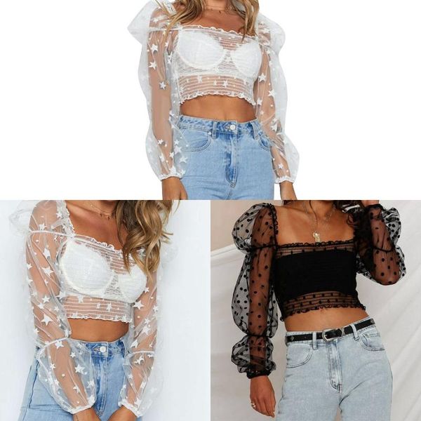 

women's t-shirt casual stitching perspective mesh wear sunsn, White