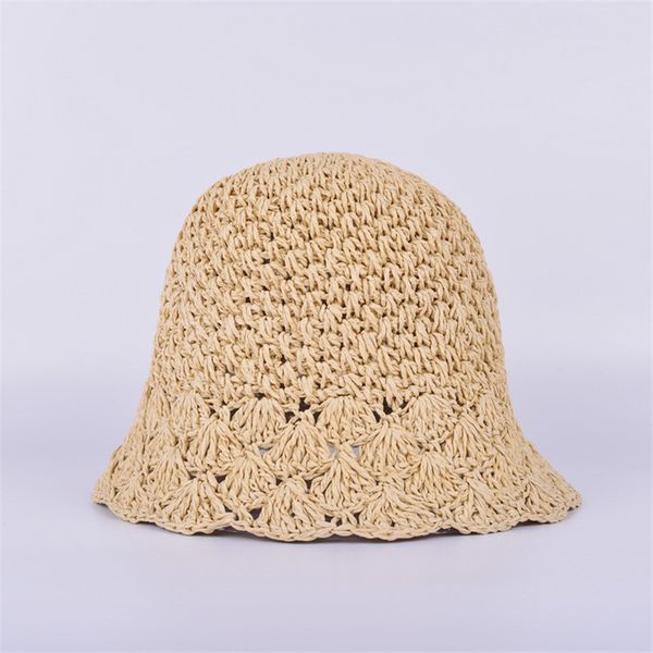 

2020 solid color straw hat foldable sunshade beach fisherman hat sun women and girl 01, Blue;gray