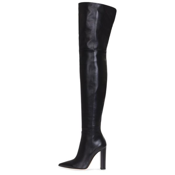

lucky2020 pointed women's black thick overknee large size high heel nude boots chengdu