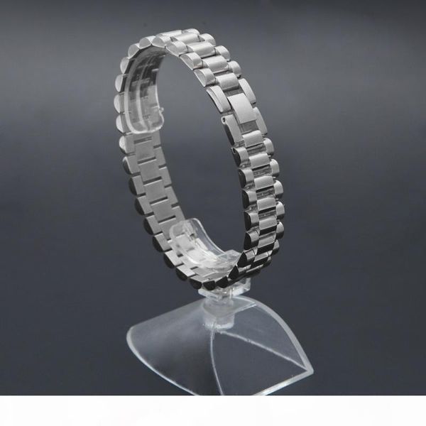 

new mens watch bracelet gold plated stainless steel strap links cuff bangles hip hop jewelry gift, Black