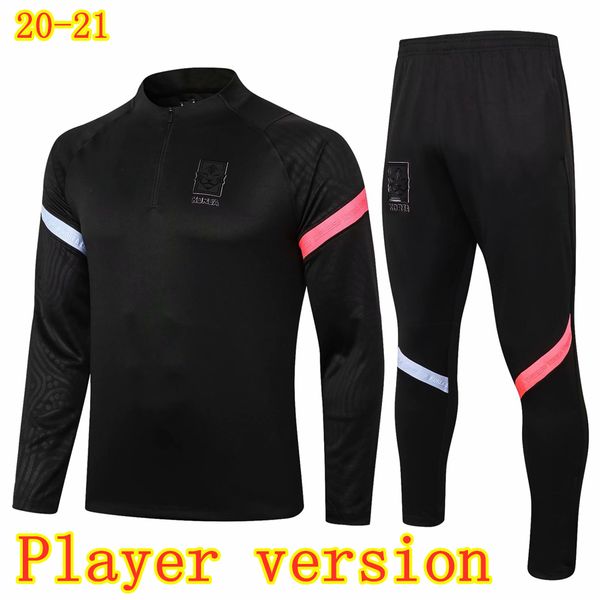 

player version hm son korea soccer tracksuits 2020 2021 koo hwang kwon lee kim hyung football jacket pants half-zip coat training suit, Black