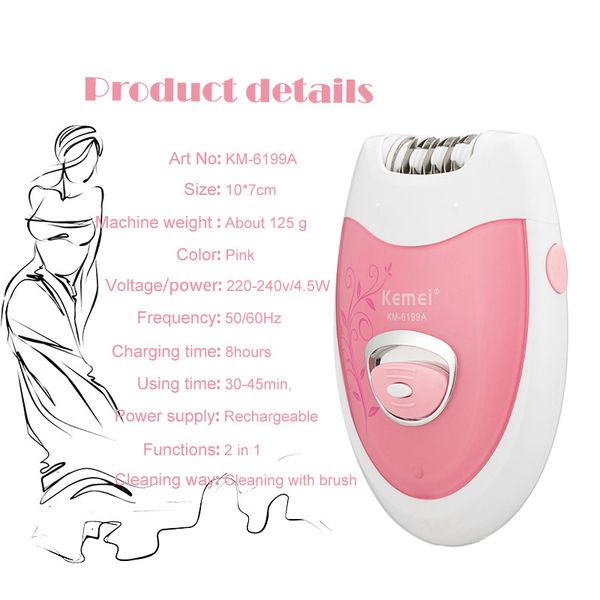 

kemei 6199a mini women 2 in 1 beauty kit electric hair shaver lady epilator callus remover face care tool rechargeable skin hairclippers2011