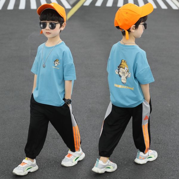 

мода ilf52 мальчиков детские мультфильма случайные хлопка с короткими рукавами брюки футболки спортивные штаны футболки соответствия цвета с, Blue