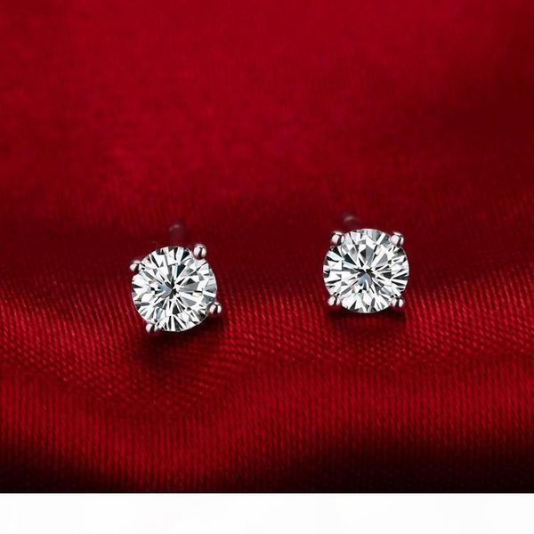 

4 carat pair wholesale basket stud earrings for women 4 prong plated platinum engagement anniversary sona synthetic diamond earrings, Golden;silver
