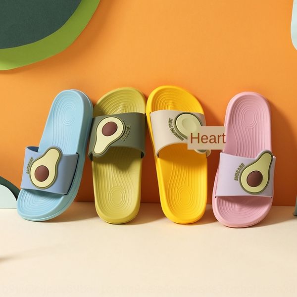 

7eob4 female eva parent-child children cartoon fruit avocado cute one-line drag indoor bath fruit slippers bathtub slippers non-slip home d, Black;grey