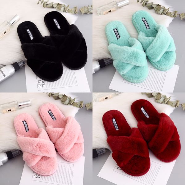 

new female summer high-heeled slippers rhinestone slides lady non-slip flip-flops outdoor sandals wedge shoes wome furry slides c17#413, Black