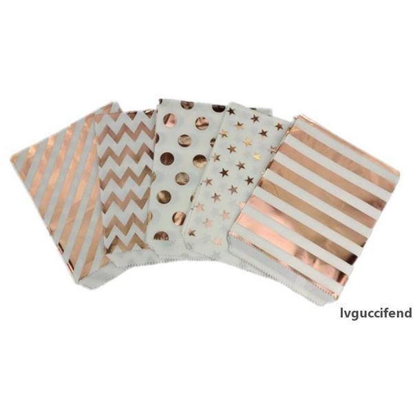 

125pcs wave dot kraft paper candy biscuit bags packing pouch popcorn bag birthday wrapping supplies pastry tool