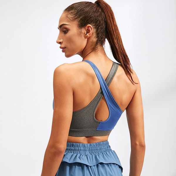 

yoga for women cross straps gym sports bra women fitness padded push up yoga bra running shirt sleeveless, Black;blue