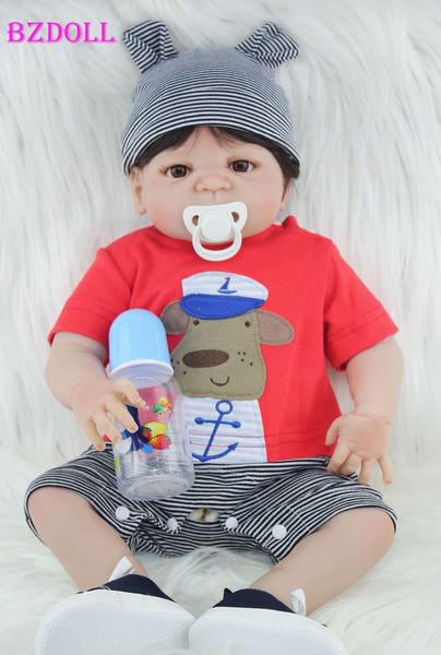 

bzdoll 22" full silicone reborn baby doll toy lifelike 55cm newborn boy babies doll lovely birt hday gif t for girl bathe toy t200712, White