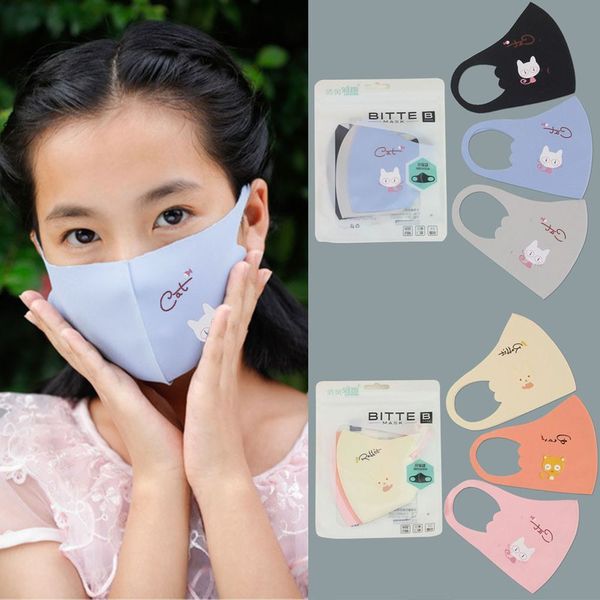 

3pc washable anti dust mask anti-ultraviolet printed children mask