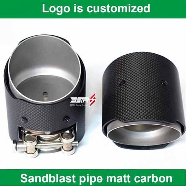 

2pcs direct installed universal exhaust tip sandblast carbon fiber ak logo muffler tip fit for bm f87 m2 f80 m3 f82 f83 m4