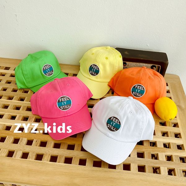 

summer korean baseball sun breathable personalized letters feel baseball children's hat sunshade cap all-match sun hat, Blue;gray