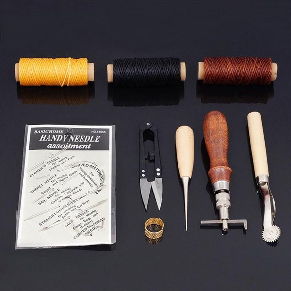

9/10/13/14/37/59 pcs leather craft tools kit hand diy sewing stitching punch carving work saddle accessories for leather working