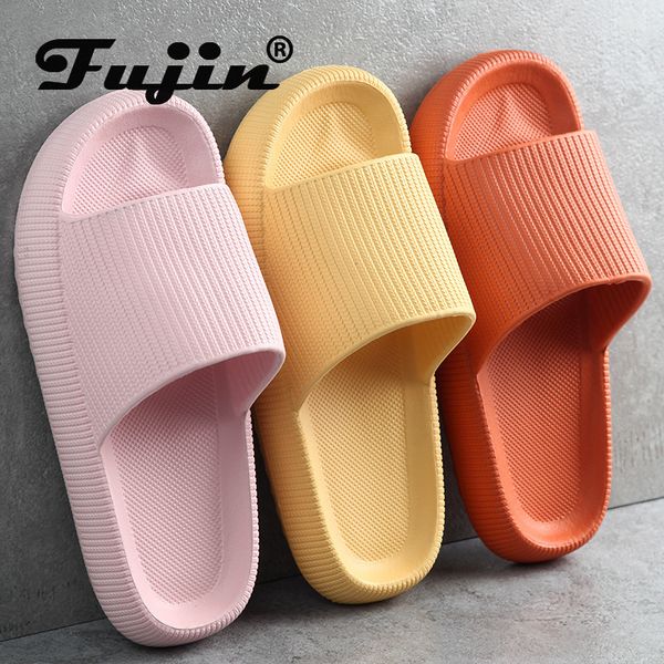 

fujin women's home slippers pure color platform summer indoor fashion 2020 couple non slip slipper female outdoor bath slippers, Black