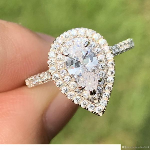 

j размер 6 -10 игристые роскошные ювелирные изделия горячие продажи 925 стерлингового серебра падения воды белый топа cz алмазная вечности о, Slivery;golden