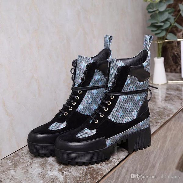

women shoes winter laureate platform desert boot chaussures de femme luxury womens shoes vintage l78 bottes femmes with origin box booti, Black