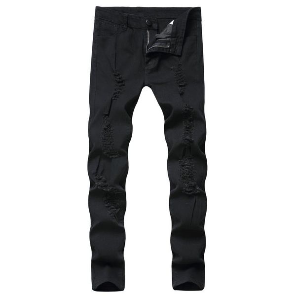 

black denim jeans for men destroy distressed ripped jeans with hole, Blue