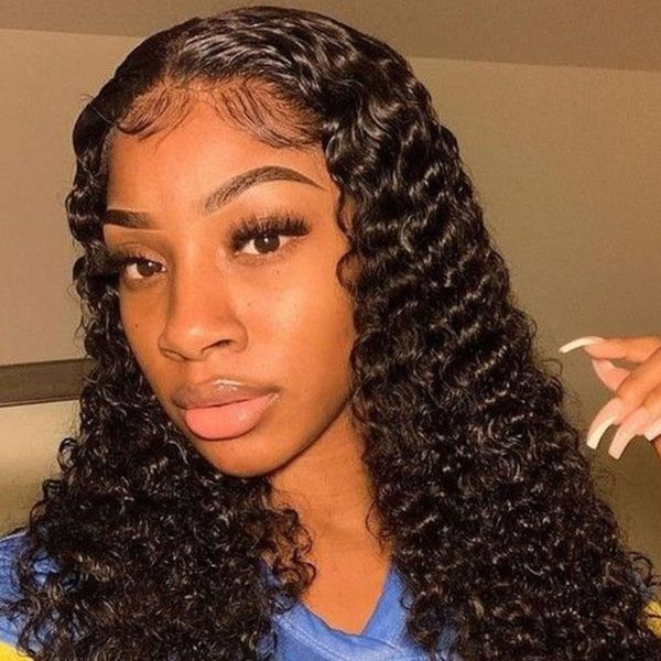 

13x4 lace front human hair wigs for black women remy brazilian water wave lace front wig pre plucked with baby hair