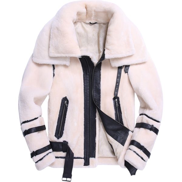 

tcyeek natural real fur coat winter men clothes 2020 100% genuine leather jacket sheep shearling bomber jackets coats hiver 899, Black