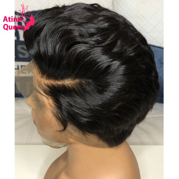 

invisible bleached knots 13x4 pixie wig human hair pre plucked baby hair 4x4 bob short cut remy hair black women lace front wig