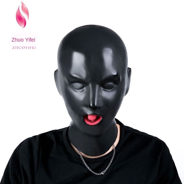 

toys headgear toy men's head cover natural latex binding open mouth mask alternative toys with mouth plug nose suction