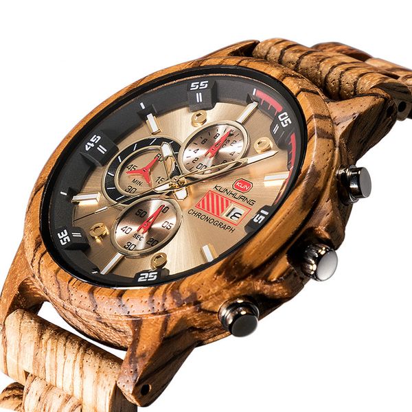 

wood masculino wooden watch display casual men wood chronograph sport outdoor quartz watches, Slivery;brown