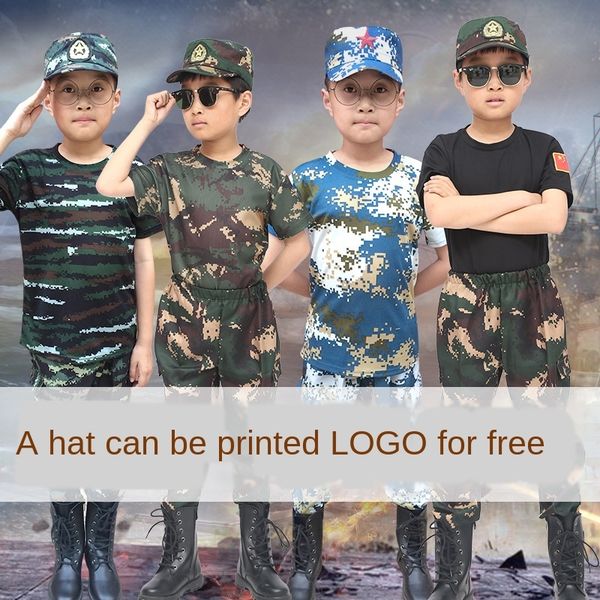 

v6sak children uniformuniformuniformuniform camouflage short-sleeved suit kindergarten students summer camp expand jun xun fu children t-shi, Gray;blue