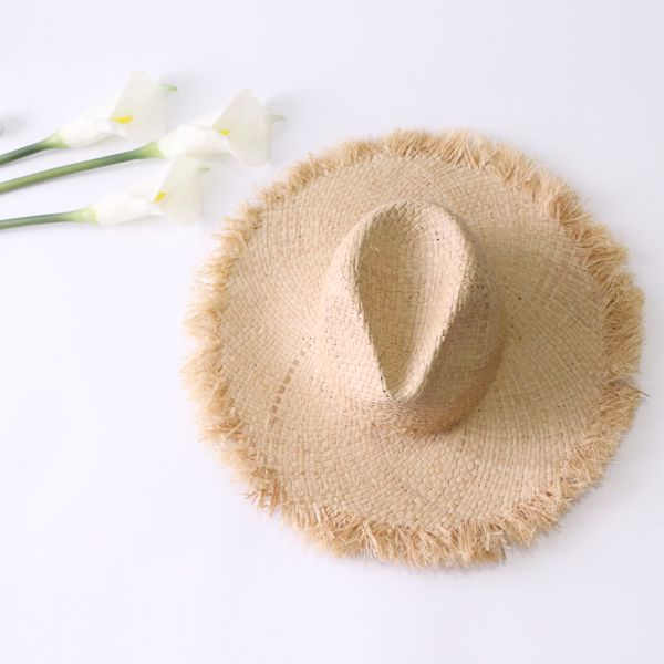 

national style straw national female big edge lafite straw solid color light board beach sun hat fashion sun hat, Blue;gray