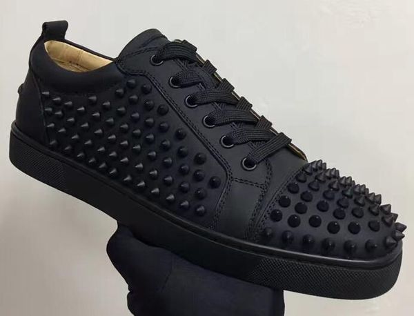 

2019 fashion with box designer sneakers leather shoes red bottom for men and women leather sneakers party designer shoes 36-47, Black