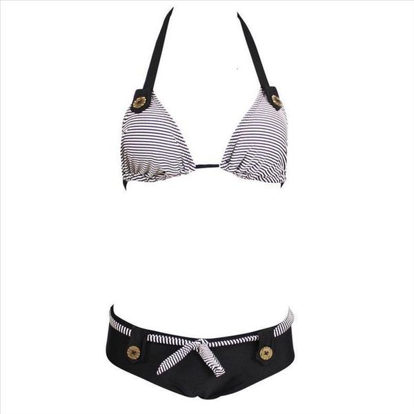 

navy black stripe laides bikini swimwear swimsuit size s  l xl xxl su0011bk shipping within 24hs, White;black