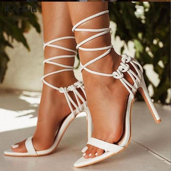

summer women's sandals pu lace-up knot ladies high heel sandals leopard woman pointed toe shoes sandalen pumps, Black