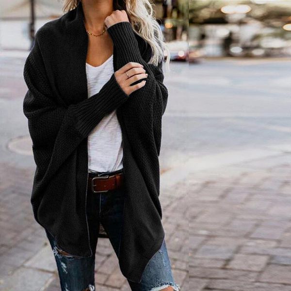 

fashion womens designer sweater jacket new arrival solid color womens batwing sleeve sweaters casual ladies jacket size s-xl, White;black