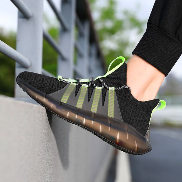 

outdoor men casual shoes high-quality lace-up breathable fashion plus size luminous tide men's shoes zapatillas hombre deportiva, Black