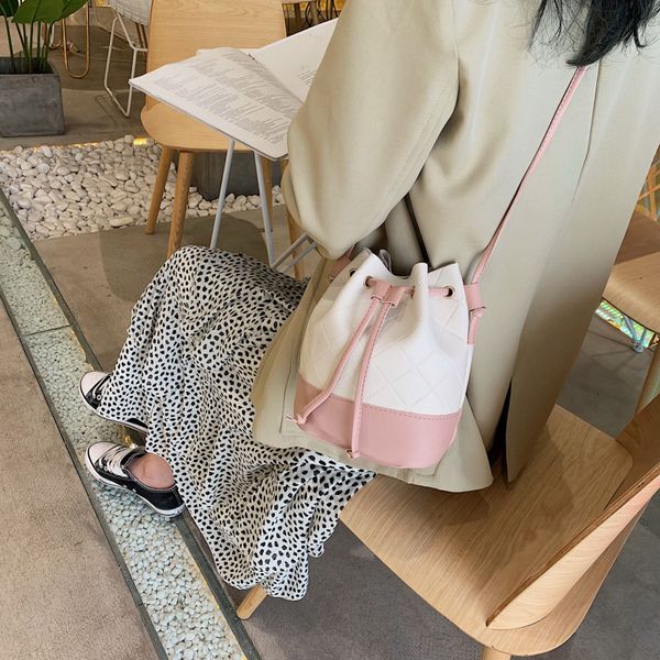 

women vintage panelled crossbody bucket luxury bag female shoulder handbags drawstring messenger soft crossbody bags sac main