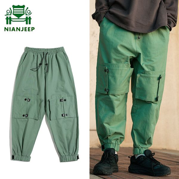

men's pants hip hop cargo men black loose streetwear multi-pocket trousers male cotton joggers harajuku harem pant casual sweatpants
