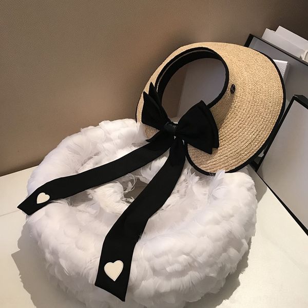 

love bowknot lafite female big edge fashion straw butterfly straw all-match beach hat no sun hat, Blue;gray