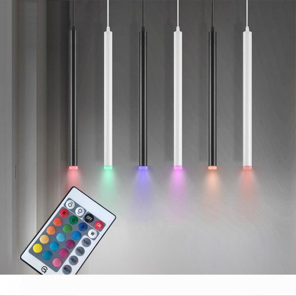 

infrared remote control rgb led pendant lamp tube light kitchen island dining room shop bar counter decoration cylinder pipe