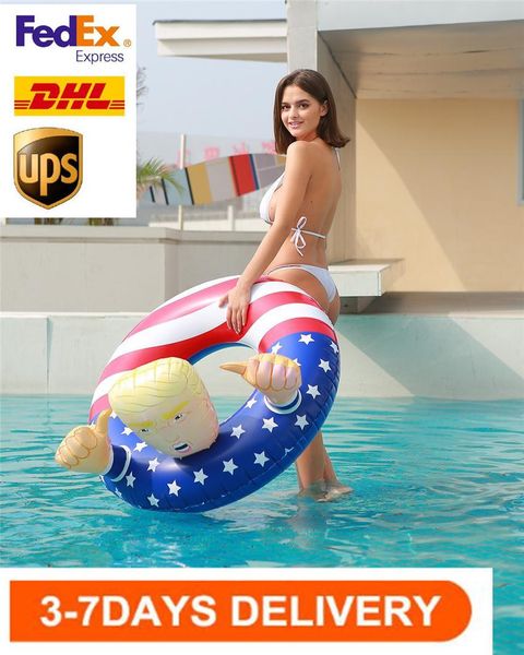

US Stock 2020 Election Trump Swim Ring Inflatable Floats Thicken Circle Flag Swim Ring Float for Adults Summer Pool Party DHL Shipping