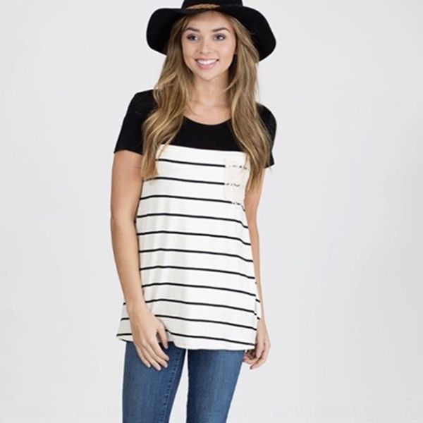 

wjxvw 2020 new fashion women's striped short-sleeved shirtshirt shirtlace t-shirt for women 2020 new fashion women's striped short, White
