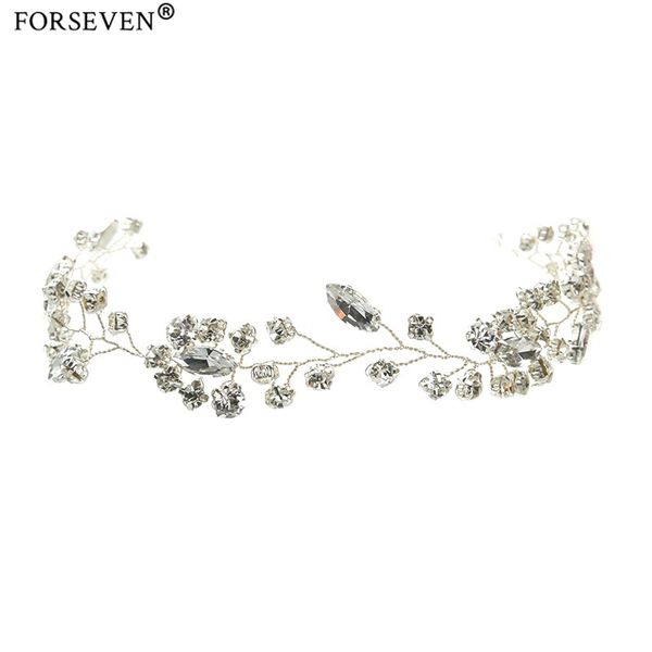 

gorgeous handmade crystal headbands for women hair jewelry forehead hair ornaments silk band bridal hairwear wedding accessories, Golden;silver