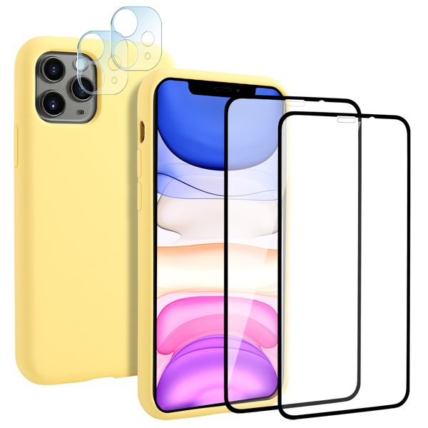 

silicone case for iphone 11 pro max 6.5 inch rubber shockproof cover soft for iphone 11 pro max 6.5 inch with 2pcak tempered glass films