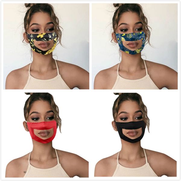 

прозрачная маска для губ язык печати цветочные глухонемой чтение mouth очистить окно крышки регулируемая моющийся многоразовый защита