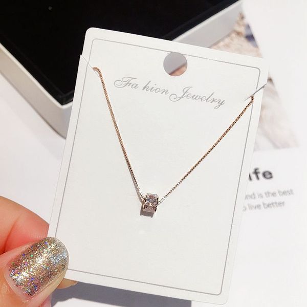 

high-end clover pendant necklace rose gold color cubic zircon necklace chain fashion women jewelry, Silver