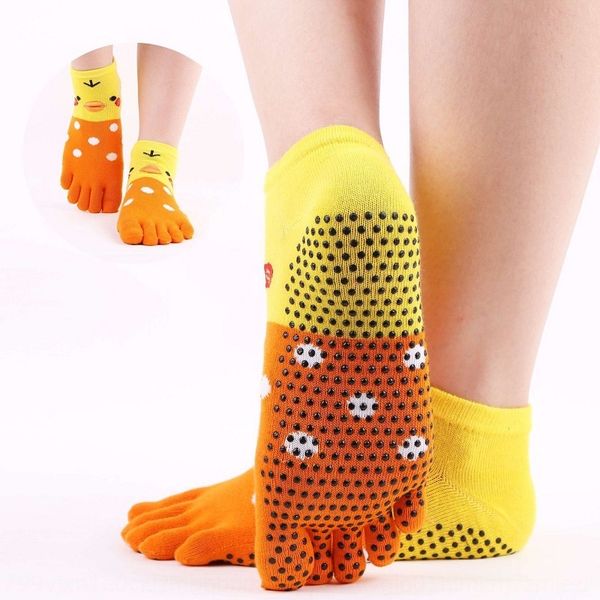 

j professional yoga socks children's anti-slip breathable quick-drying perspiration yellow silicone dance dance duck silicone floor ant, Pink;yellow